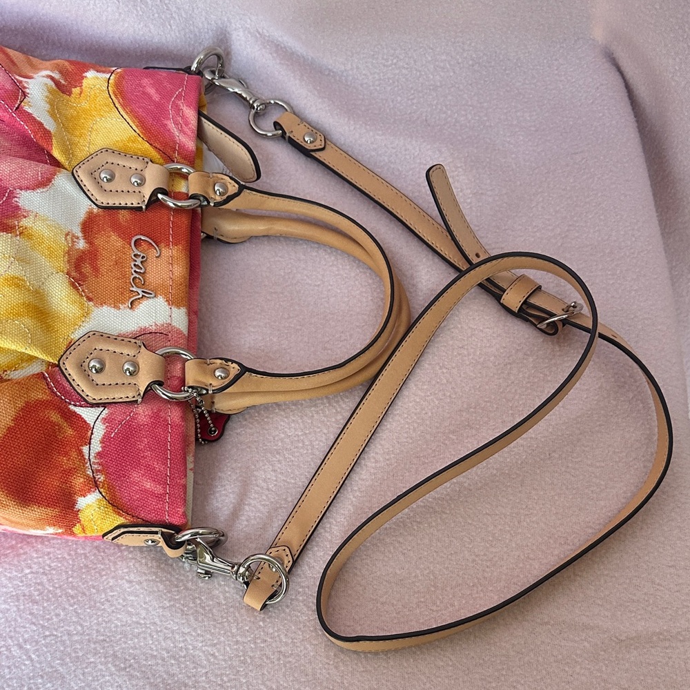 Coach Ashley Floral Print Mini Tote F21909 Leather Crossbody Strap RARE FIND - Picture 10 of 16